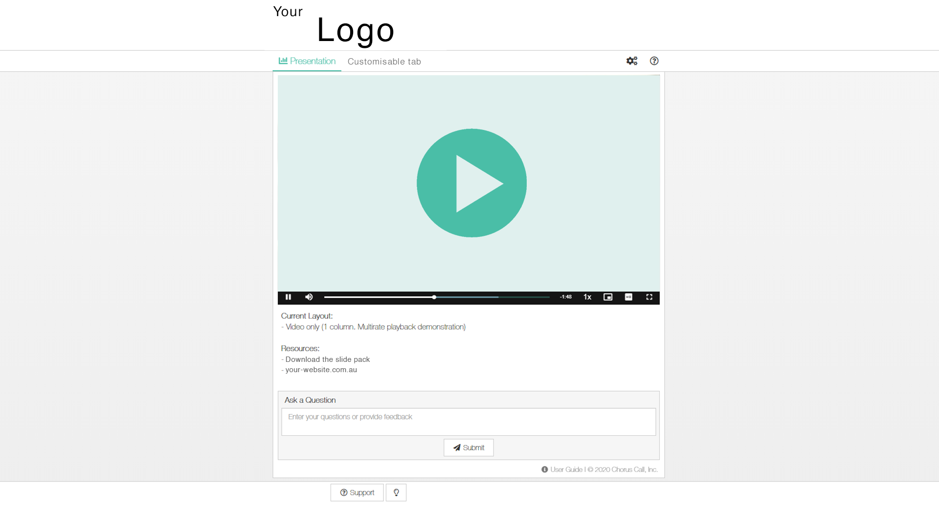 Webcast sample Slides with video single column
